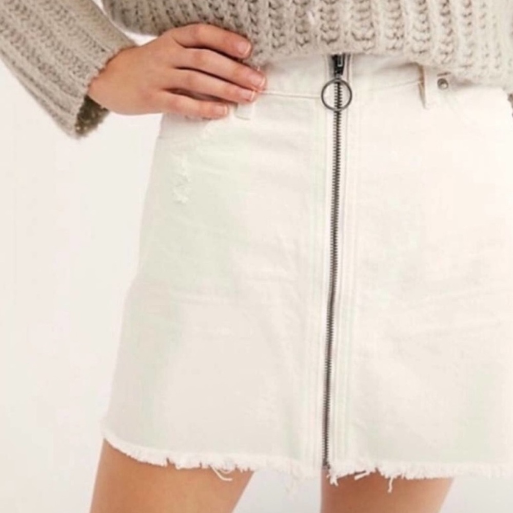 Free People Front Zip It Up Denim Mini Skirt